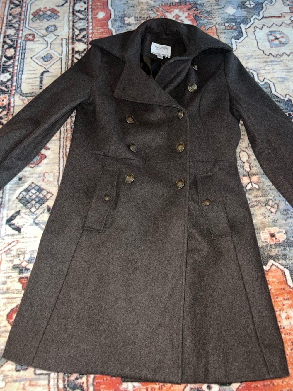 Nautica Women's Double-Breasted Pea Coat - Brown